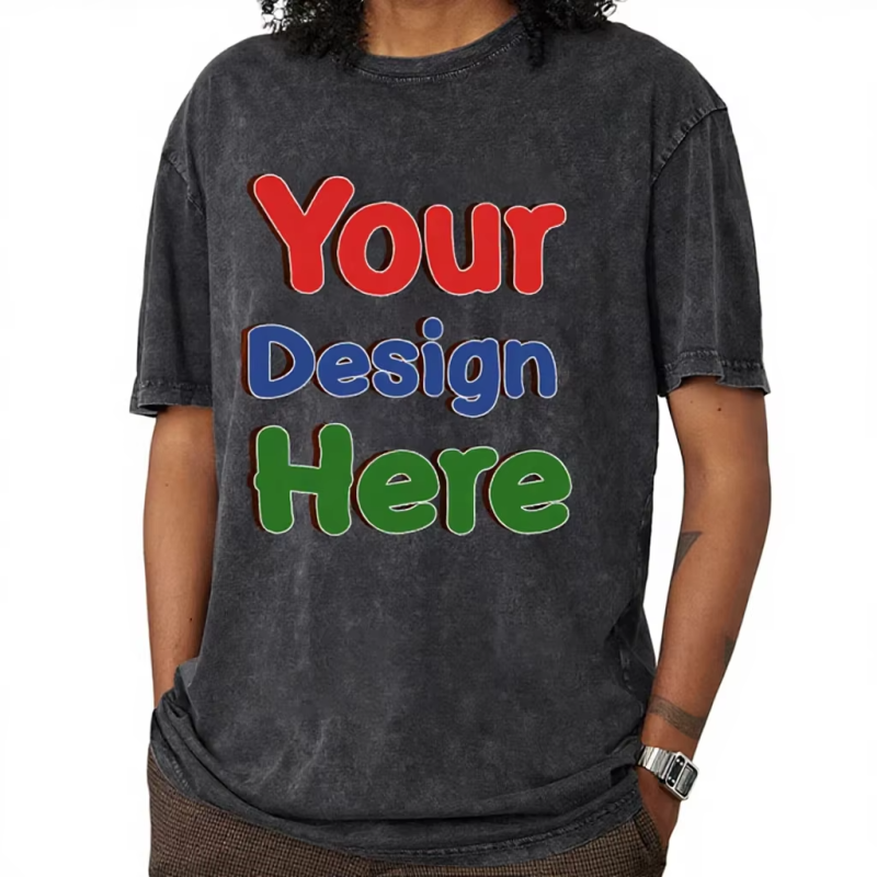 230g Wholesale Oem Mens Oversized Tshirt Dtg Print Tee Logo T-shirt Heavyweight Stone Acid Washed Vintage Custom T Shirt Images